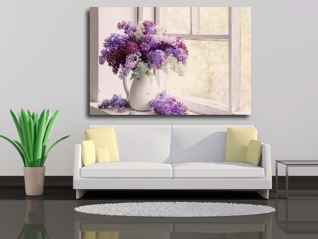 

Картина на холсте Сирень в кувшине на фоне старого подоконника 90х60