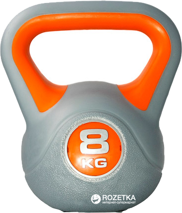 Акція на Гиря LiveUp Plastic Kettel Bell 8 кг Grey/Orange (LS2047-8) від Rozetka UA