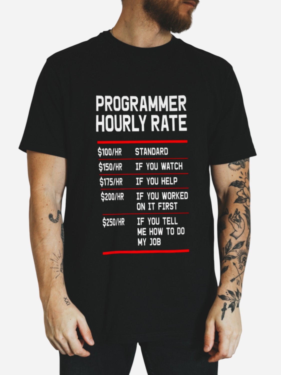 Акція на Футболка бавовняна довга чоловіча Ctrl Programmer hourly rate CNTRLB10005 2XL Чорна з принтом від Rozetka