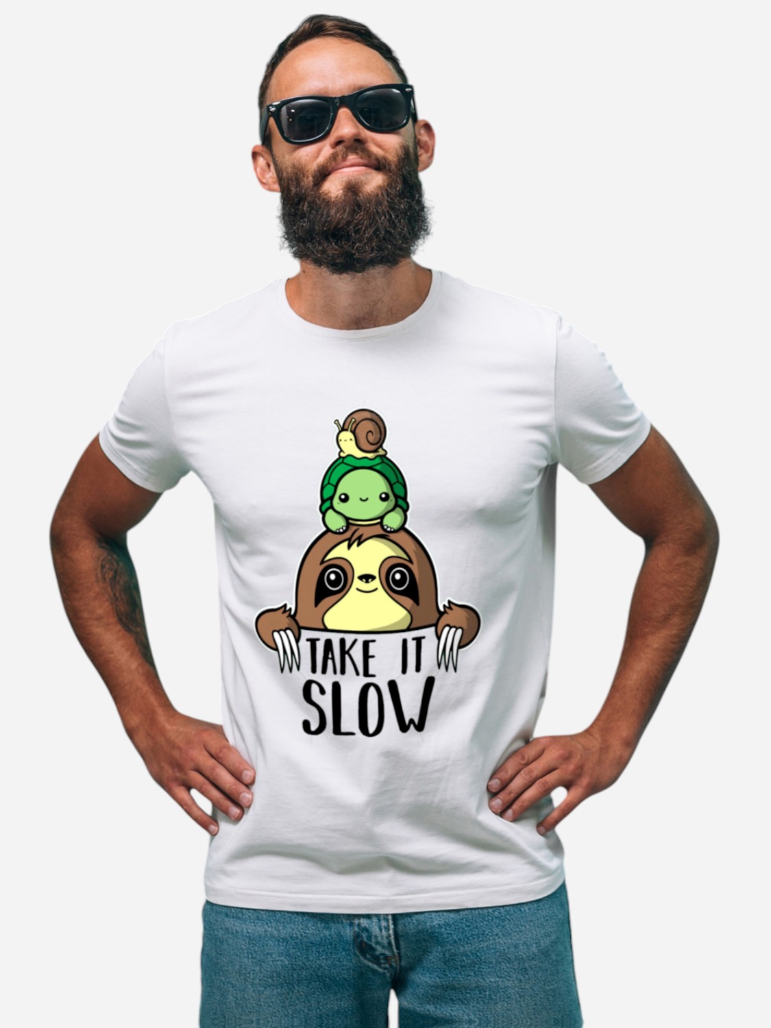 Акція на Футболка бавовняна довга чоловіча Ctrl Take it slow CNTRLW10013 2XL Біла з принтом від Rozetka