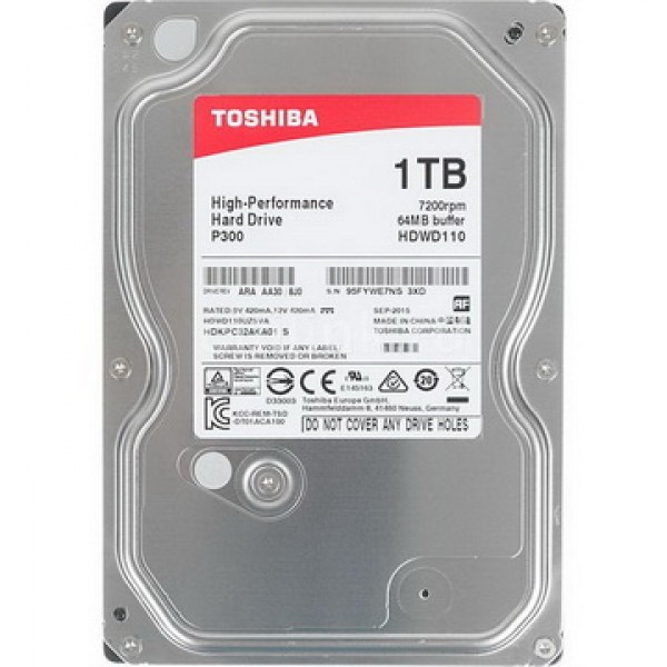 

HDD SATA 1.0TB Toshiba P300 7200rpm 64MB (HDWD110UZSVA)