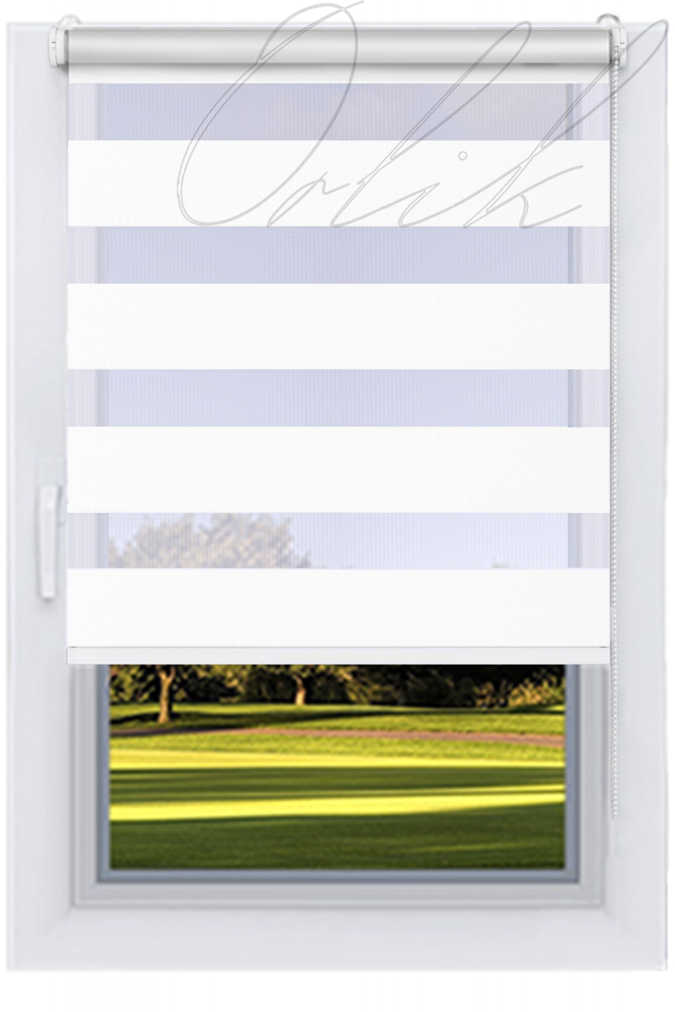 

Ролета тканевая DECOLUX Ясень 120х250 BAHAMA-2745 День-Ночь вал 25 белый