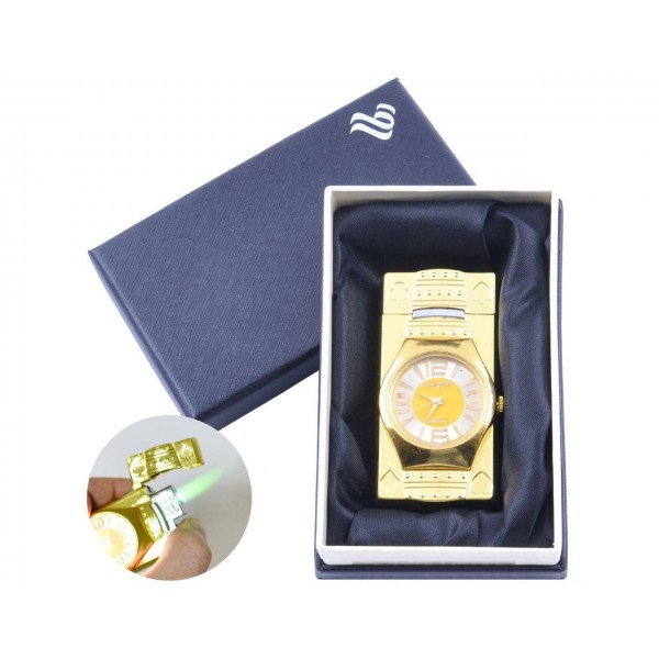 

Зажигалка в подарочной упаковке с часами (Турбо пламя) №4095 Gold