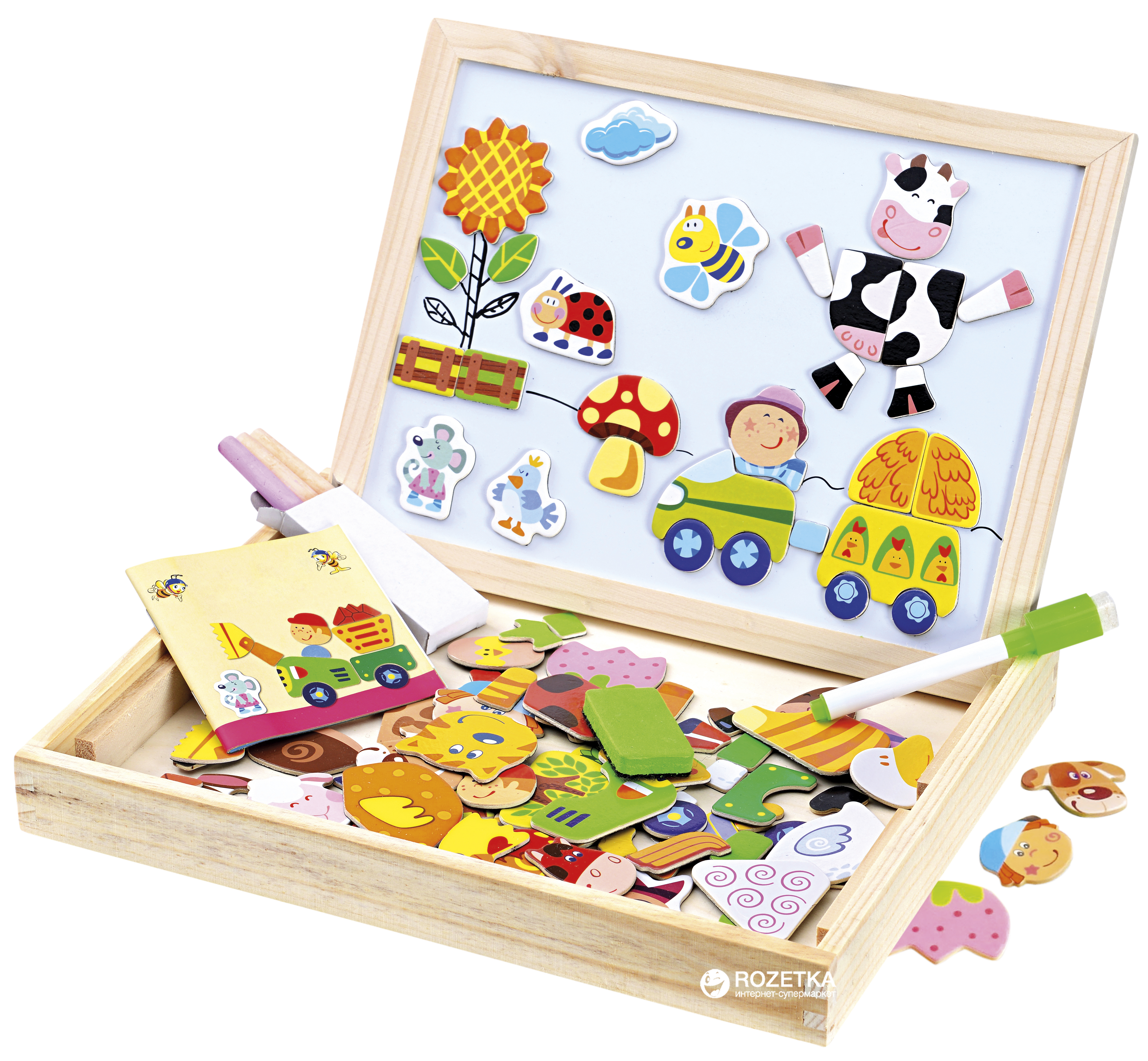 

Игра в деревянной коробке с магнитными пазлами Ферма Bino (88117)