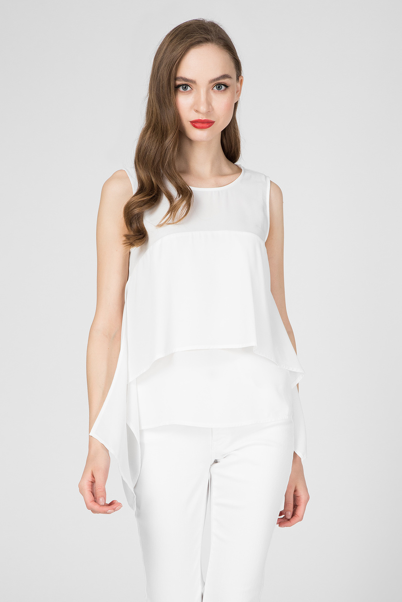 

Женский белый топ DOUBLE GEORGETTE Trussardi Jeans 40 56C00294-1T002799