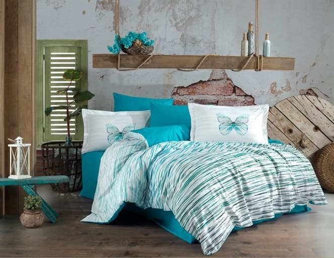 

КПБ HOBBY Poplin Eldora бирюзовый 200*220/2*50*70