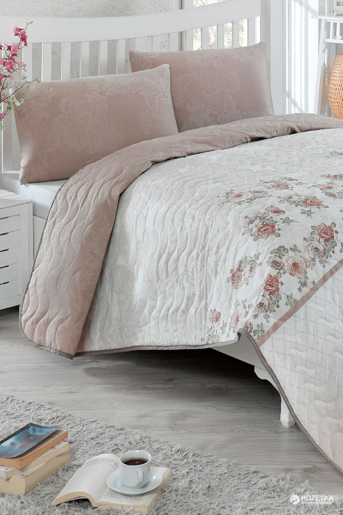 

Покрывало Eponj Home Lustro Kahve 200x220 + наволочки 50х70 2 шт