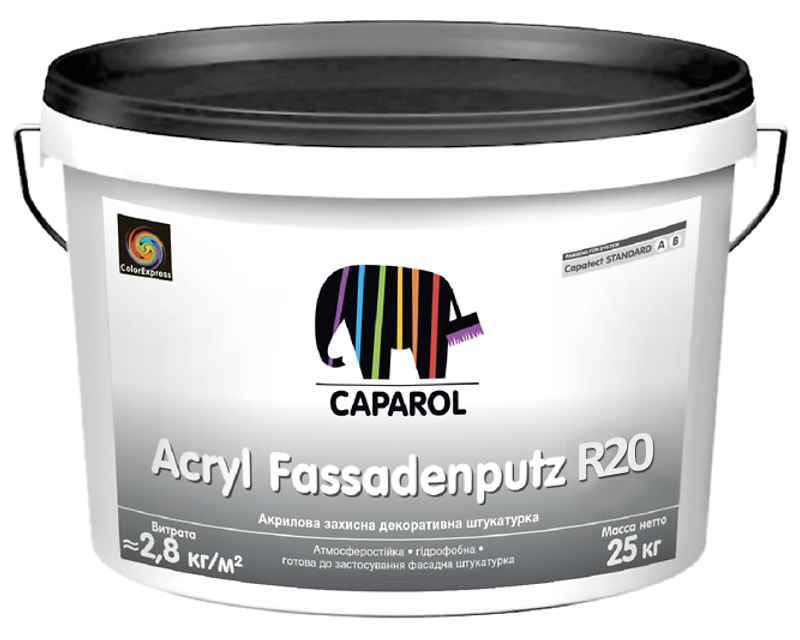 

Штукатурка акриловая CAPATECT STANDART ACRYL FASSADENPUTZ R20 "короед" белая 25кг