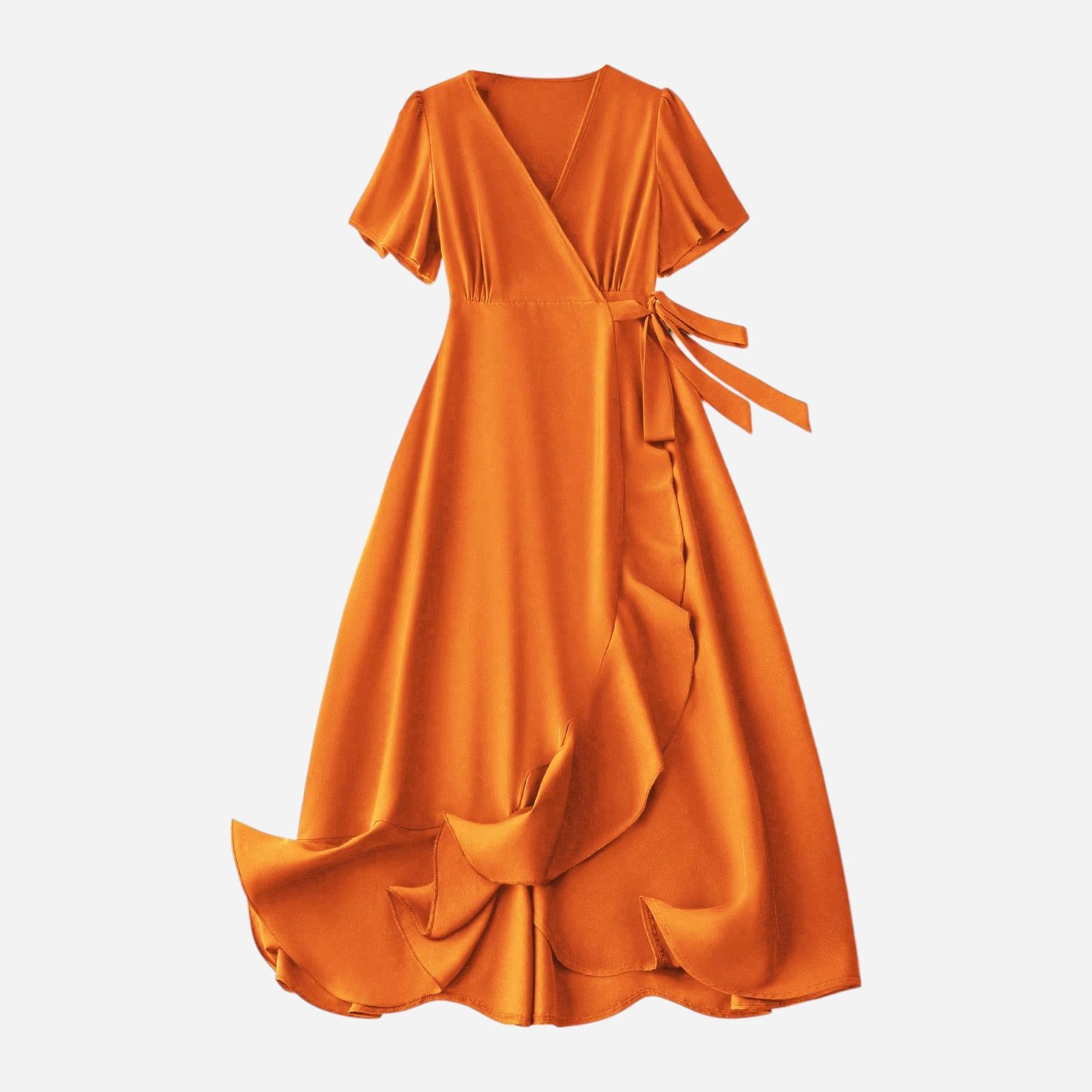 Акція на Плаття на запах міді літнє жіноче SHEIN GD-00113374 S Помаранчеве від Rozetka