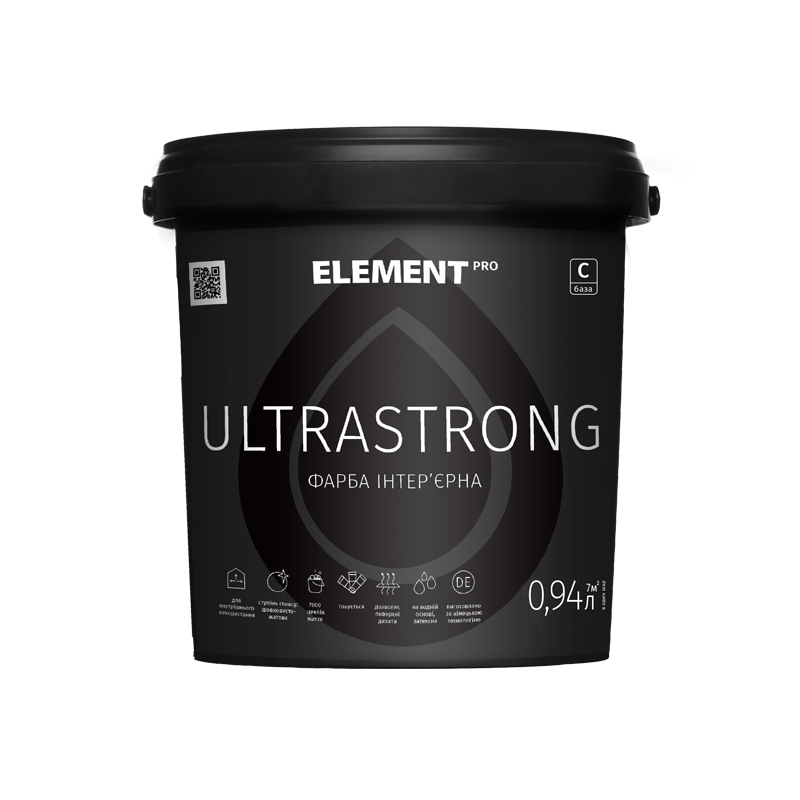 

Интерьерная краска ULTRASTRONG (база С) ELEMENT PRO 0.94 л бесцветный