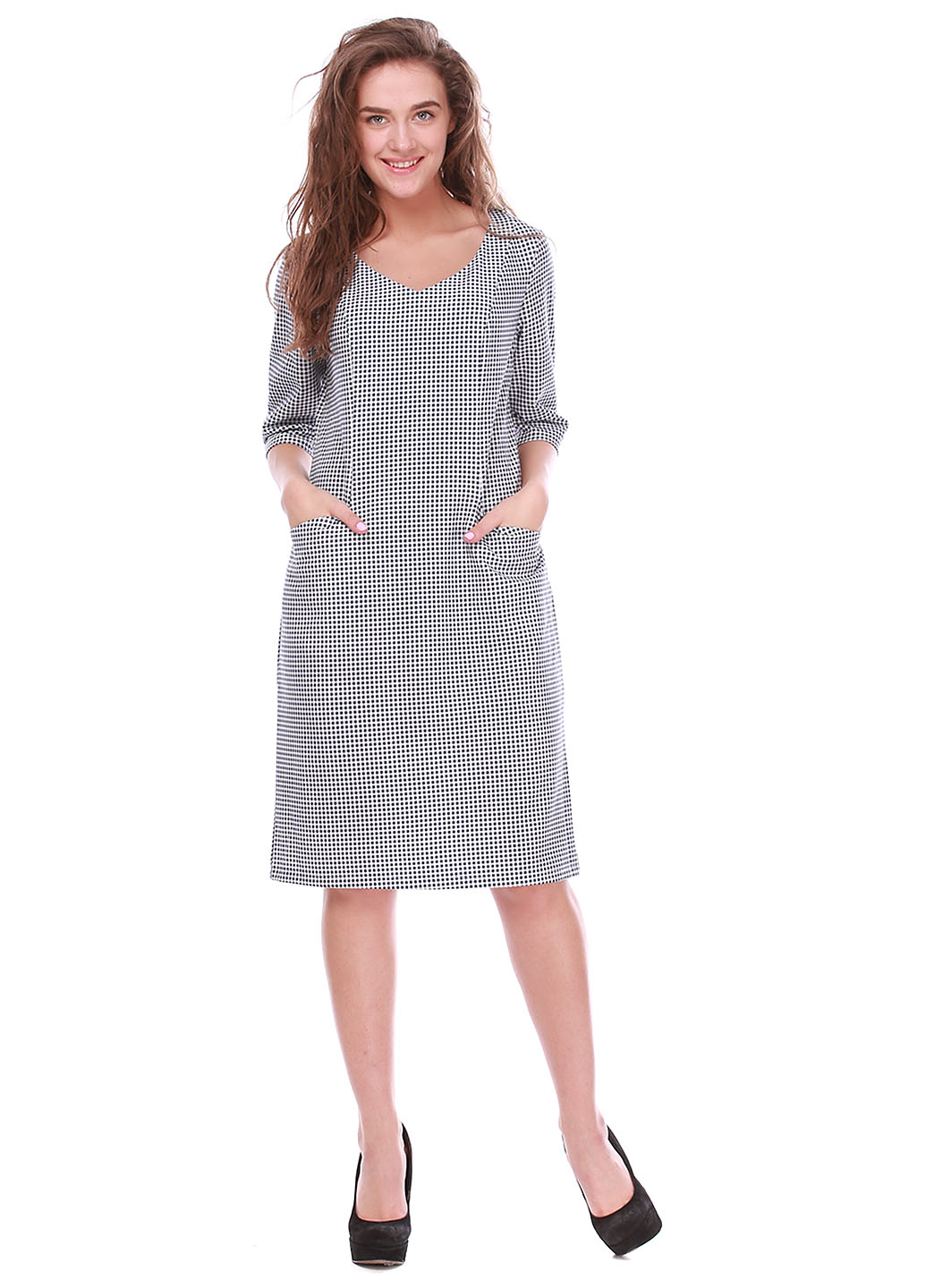 

Платье повседневное UT PL270 1615 46 синяя мелкая клетка