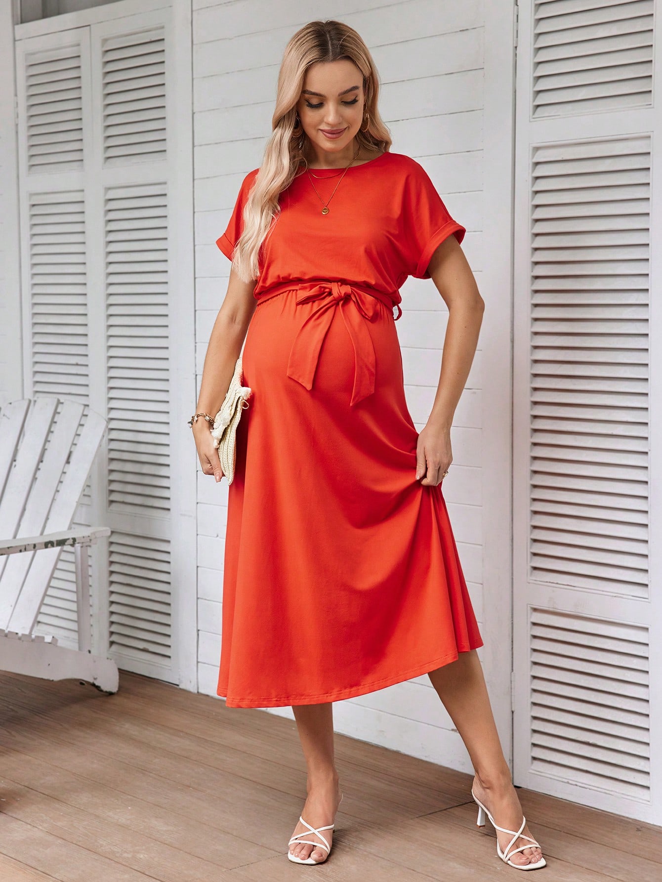 Плаття для вагітних міді літнє SHEIN GD-00152882 XL Помаранчеве від Rozetka на платформі USKIDKA Акція на Плаття для вагітних міді літнє SHEIN GD-00152882 XL Помаранчеве від Rozetka