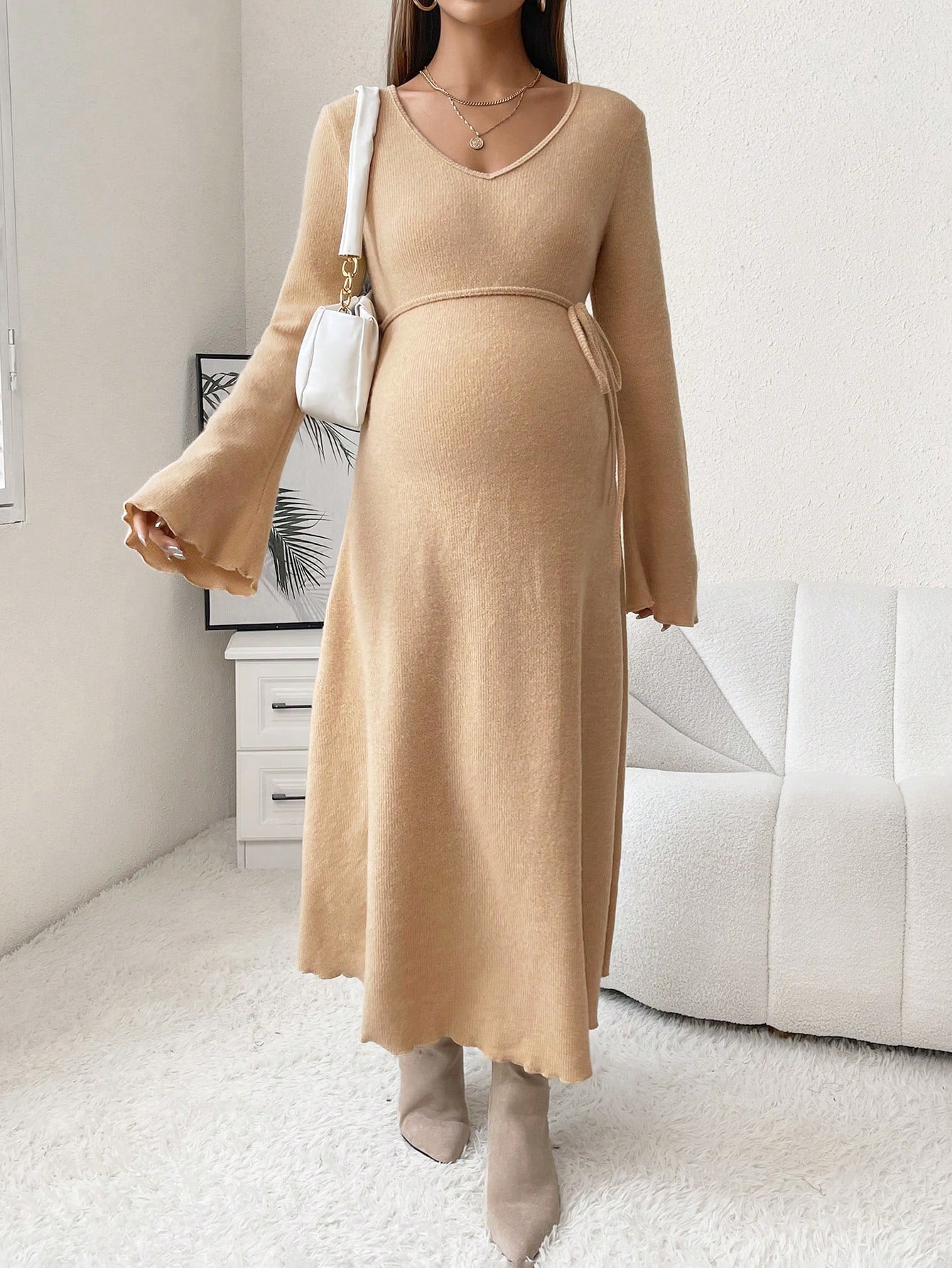 Плаття для вагітних міді осіннє SHEIN GD-00154045 2XL Світло-бежеве від Rozetka на платформі USKIDKA Акція на Плаття для вагітних міді осіннє SHEIN GD-00154045 2XL Світло-бежеве від Rozetka