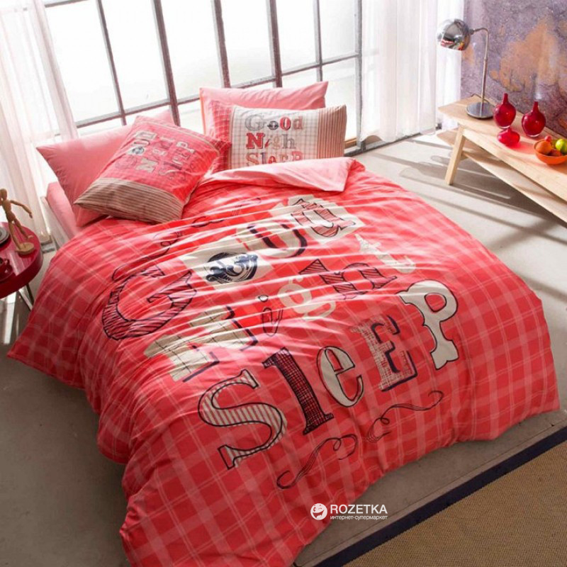 

Комплект постельного белья TAC Ранфорс Teen Good Night V02 Pembe 160x220
