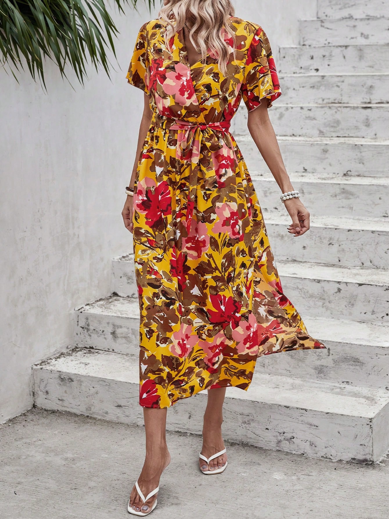 Акція на Сукня довга літня жіноча SHEIN GD-00168049 S Жовта від Rozetka