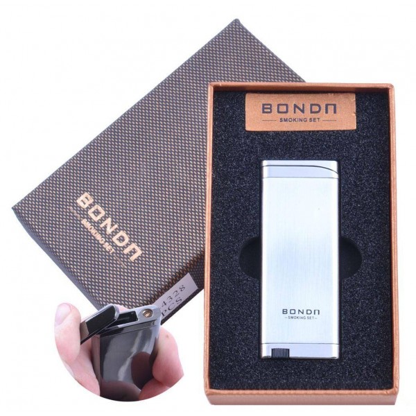 

Зажигалка в подарочной коробке Bondn (Турбо пламя) №4328 Silver