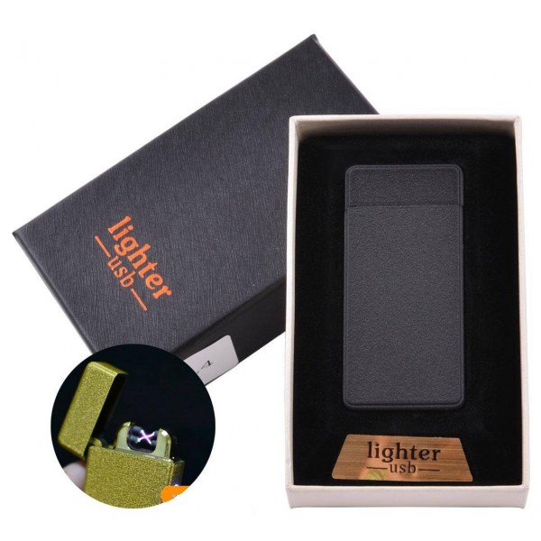 

Электроимпульсная зажигалка в подарочной упаковке Lighter (Двойная молния, USB) №HL-4 Black