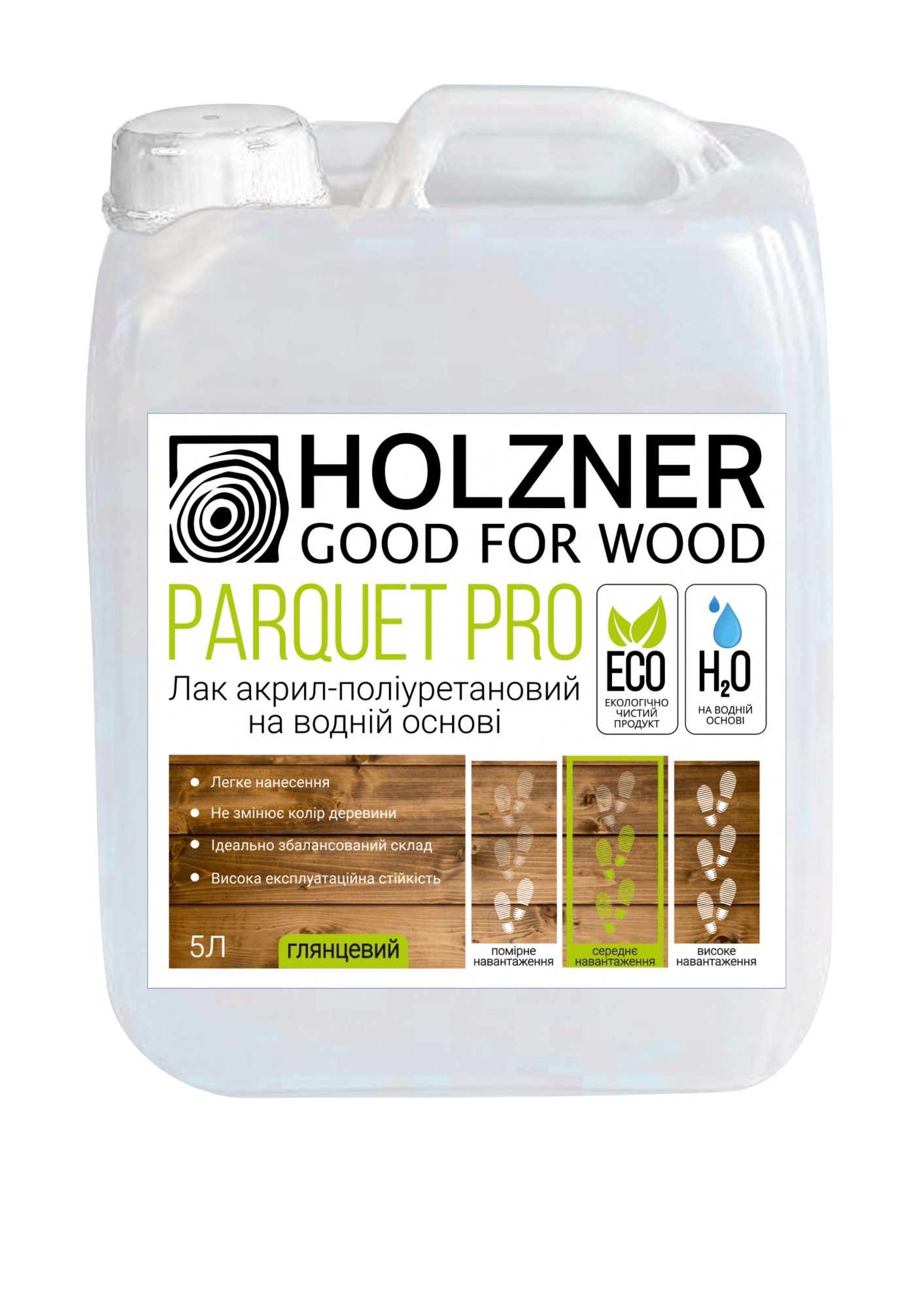 

Лак для паркету SOFI Holzner Parquet PRO глянцевий 5 л