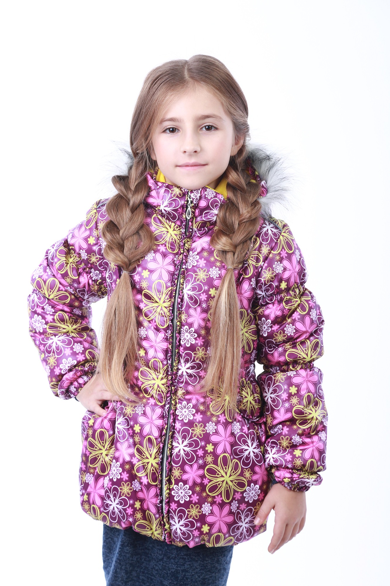 Куртка Kat Flower 134 см Фуксия с принтом от продавца Счастливые детки в интернетмагазине