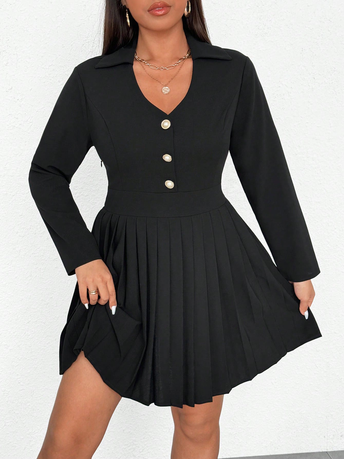 Акція на Сукня осіння жіноча SHEIN GD-00207931 0XL Чорна від Rozetka