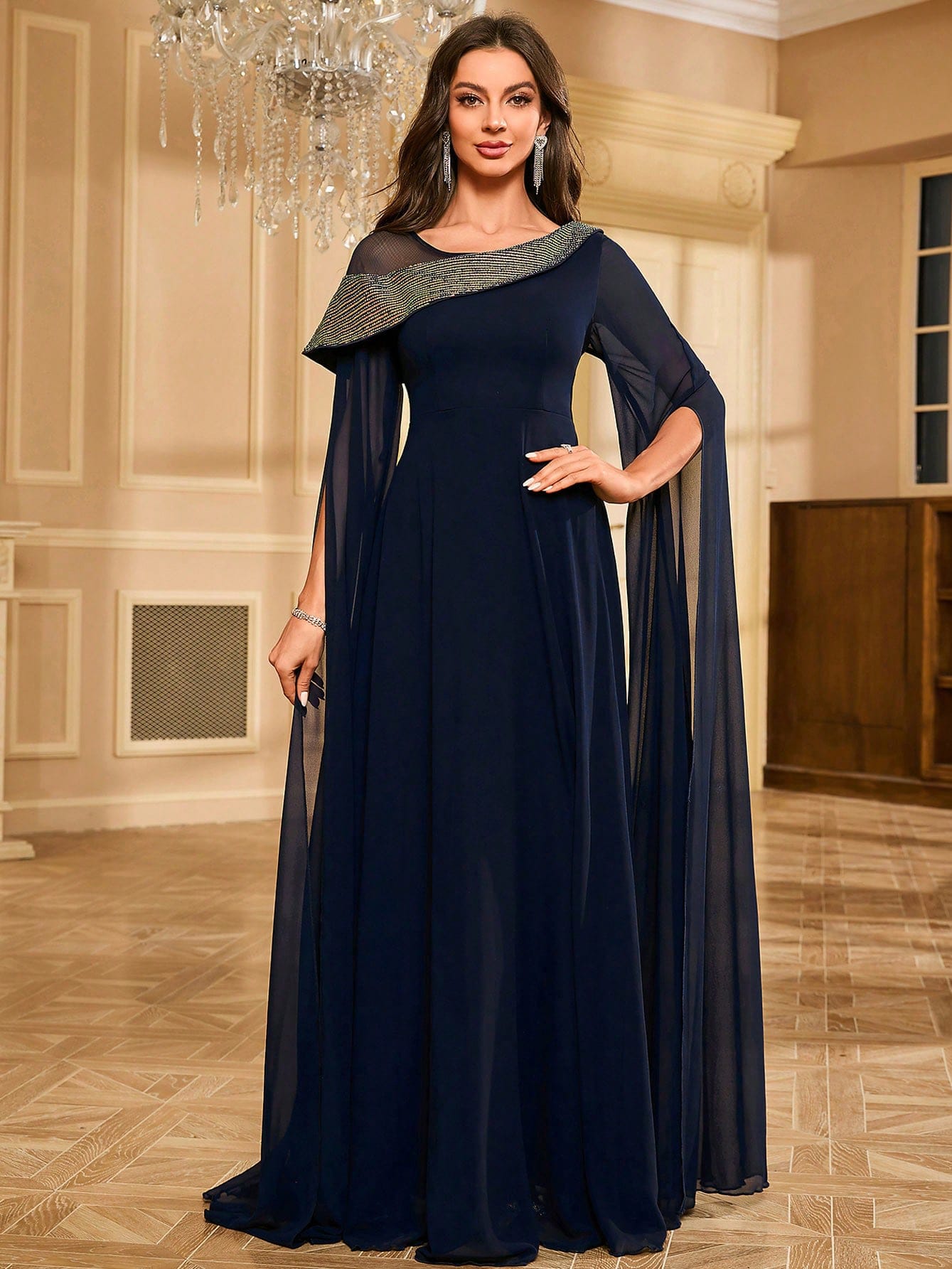 Акція на Сукня осіння жіноча SHEIN GD-00208202 XL Темно-синя від Rozetka