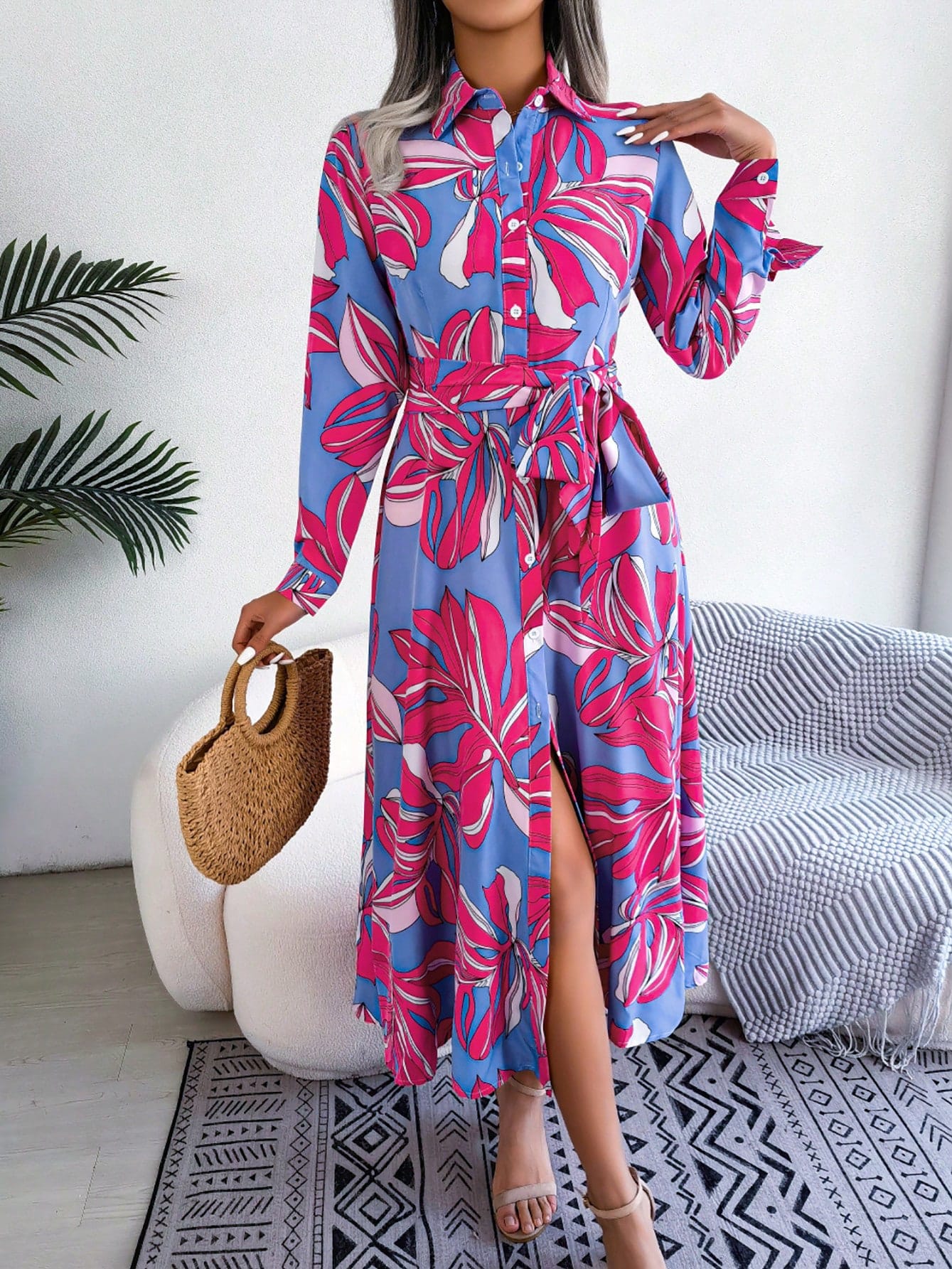 Акція на Сукня осіння жіноча SHEIN GD-00225372 L Фуксія від Rozetka