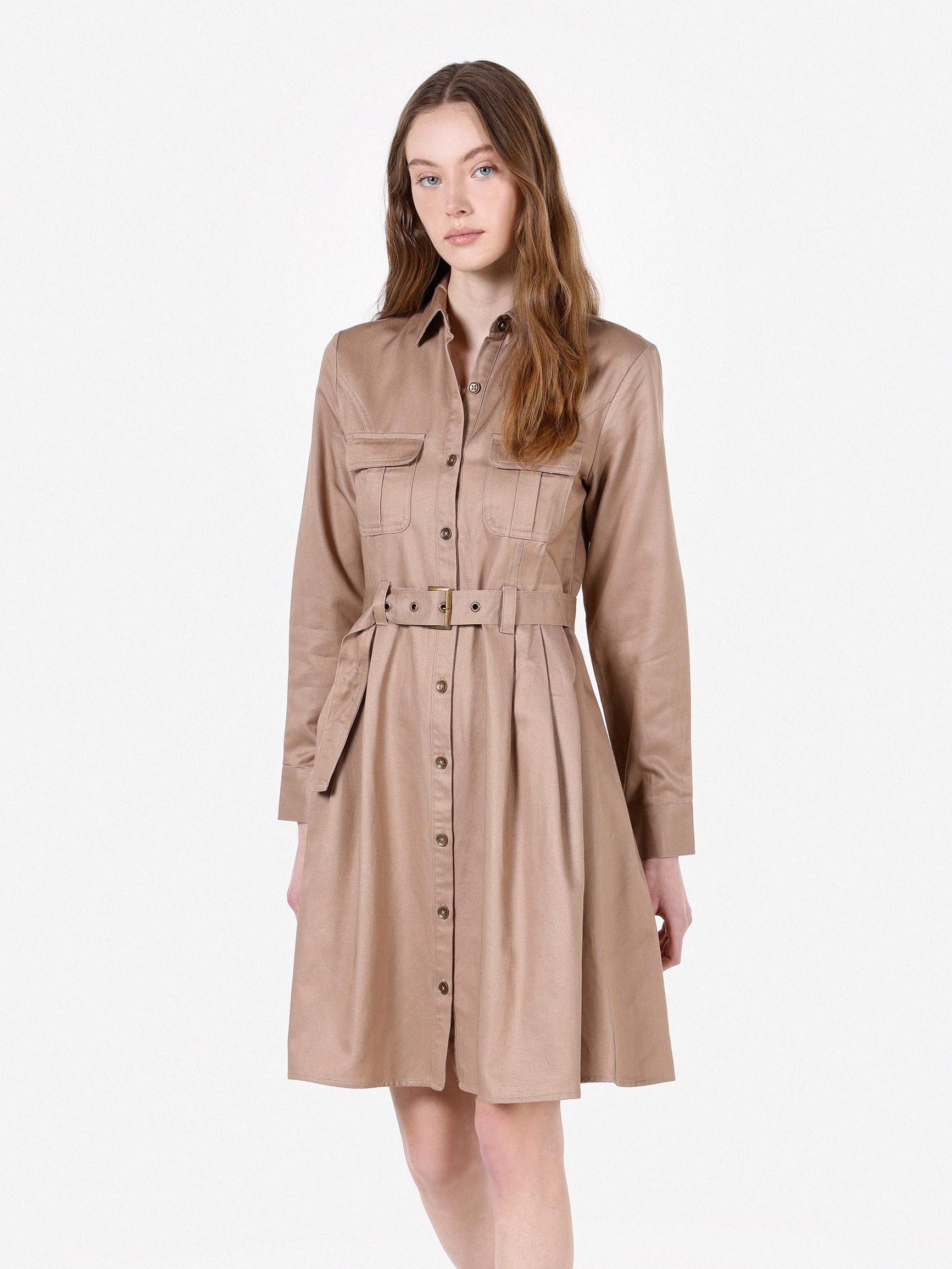 Акція на Сукня-сорочка коротка осіння жіноча Colin's CL1072646MIN L Mink від Rozetka