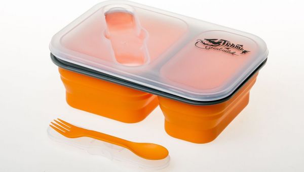 

Контейнер силиконовый на 2 отсека Tramp 0.9 k с ловилкой (TRC-090-orange)
