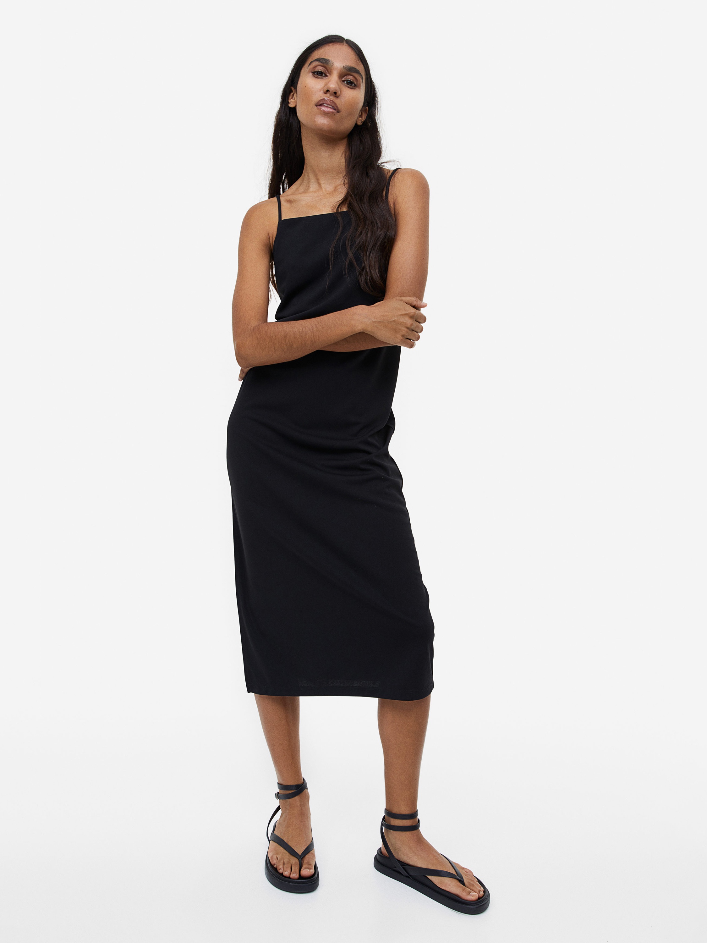 Акція на Сукня міді літня жіноча H&M 1073162001c28 M Чорна від Rozetka