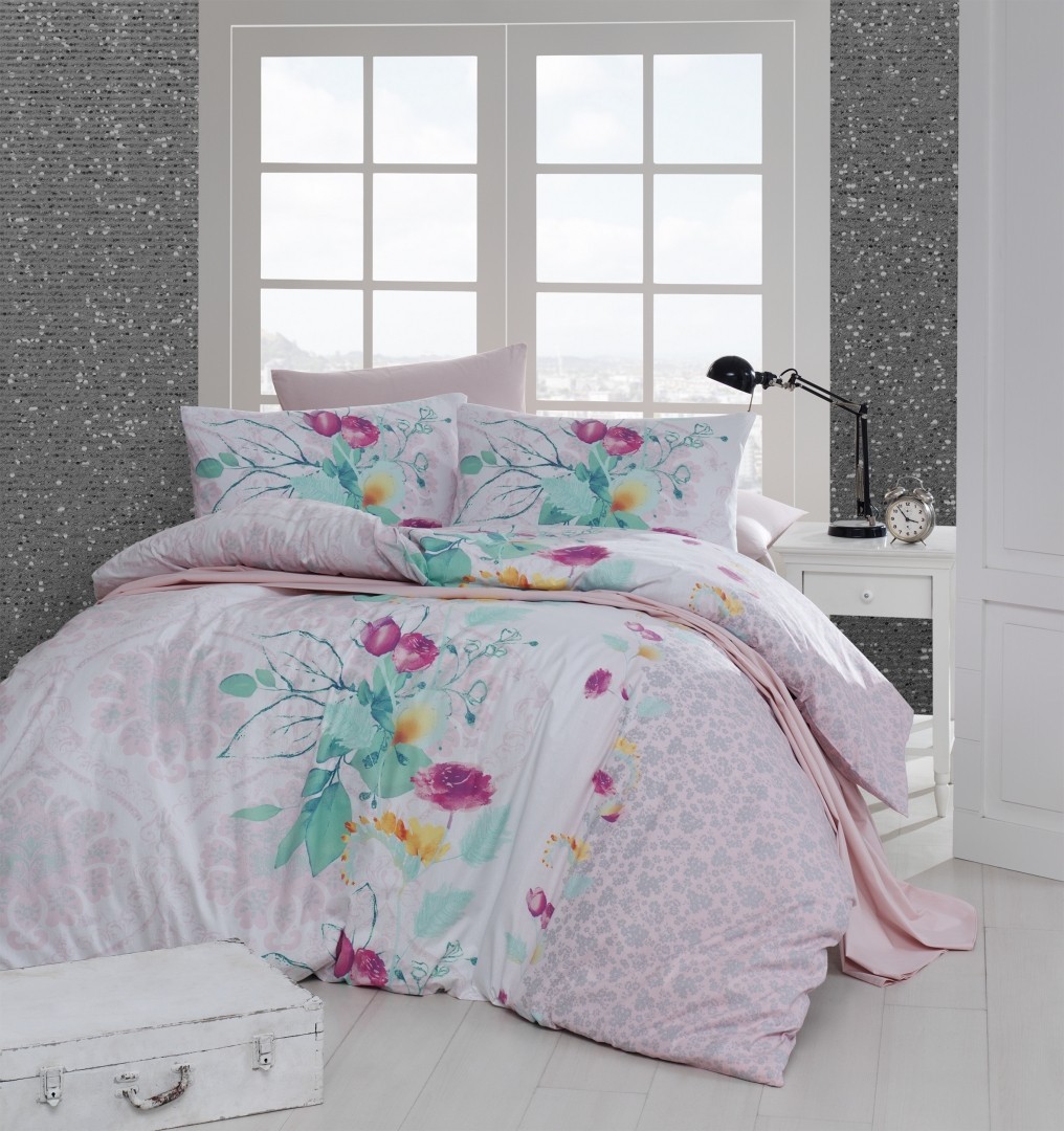 

Комплект постельного белья полуторный First Choice Ranforce Nevresim Takımı Rihanna Somon 160х220 (FCS-0435)