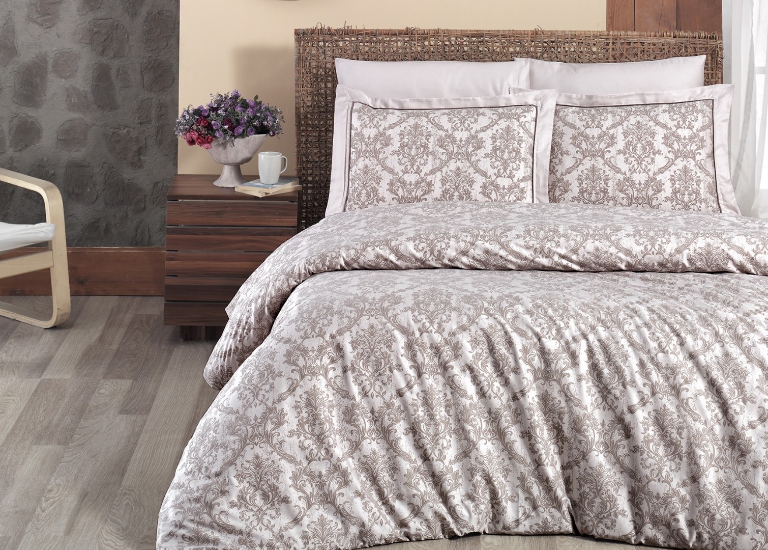 

Комплект постельного белья евро First Choice Deluxe SATIN Catra Şampanya 200х220 (FCS-0085)