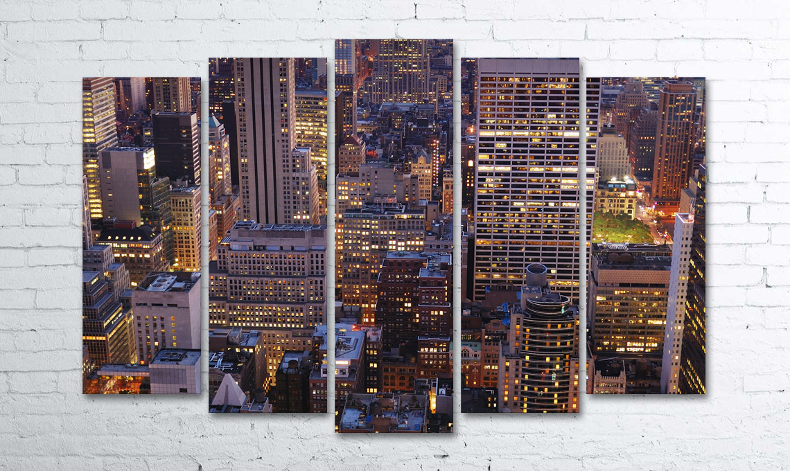 

Модульная картина на холсте 5 в 1 Нью-Йорк. Манхэттен 100х150 см (секции разного размера)