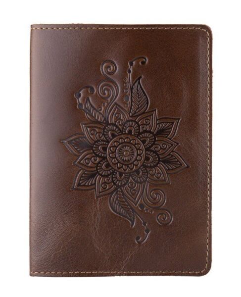 

Кожаная обложка на паспорт HiArt PC-01 Mehendi Classic оливковая Оливковый