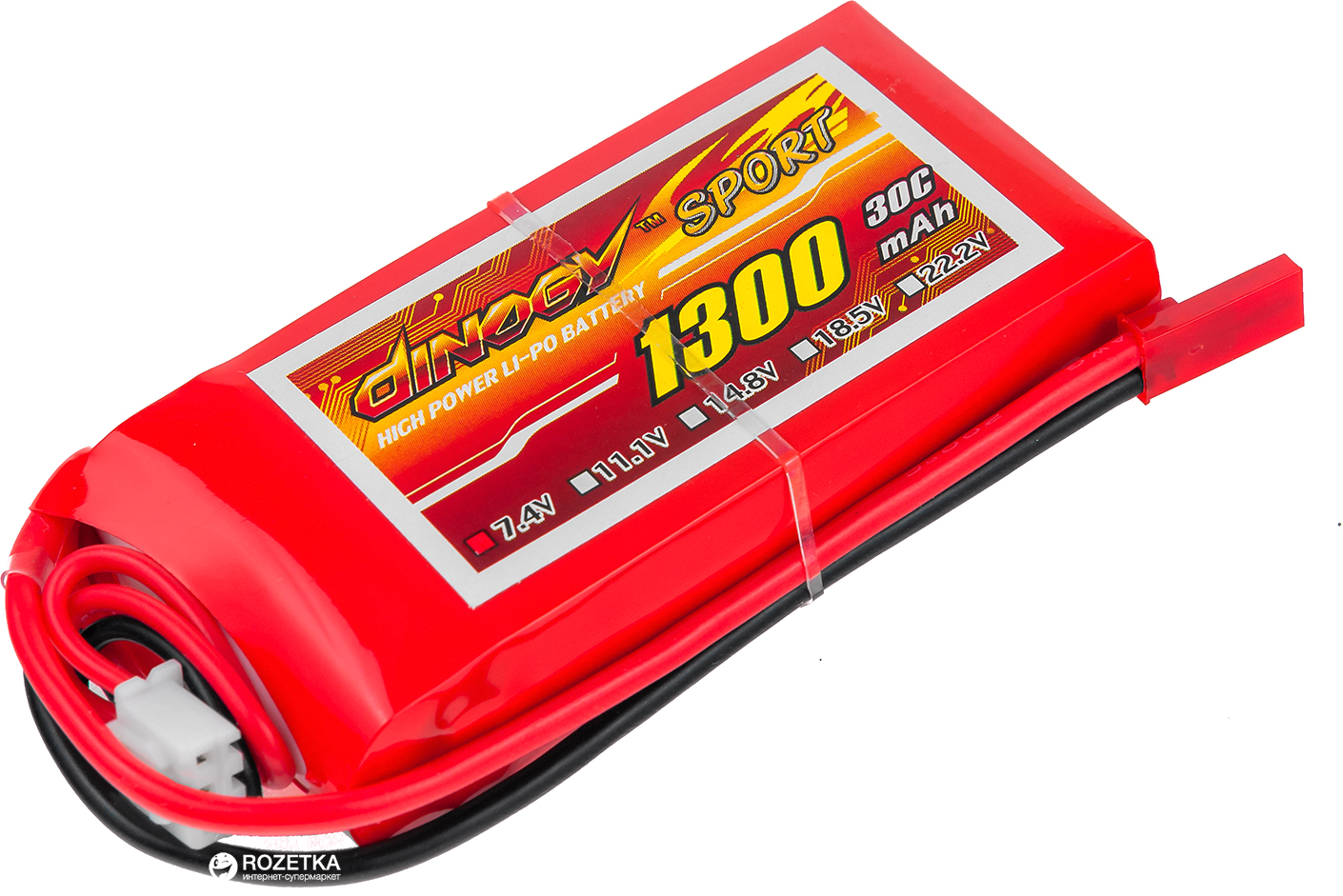 

Аккумулятор Dinogy Li-Pol 1300 mAh 7.4V 2S 30C 17x35x73мм JST (2711183366972)