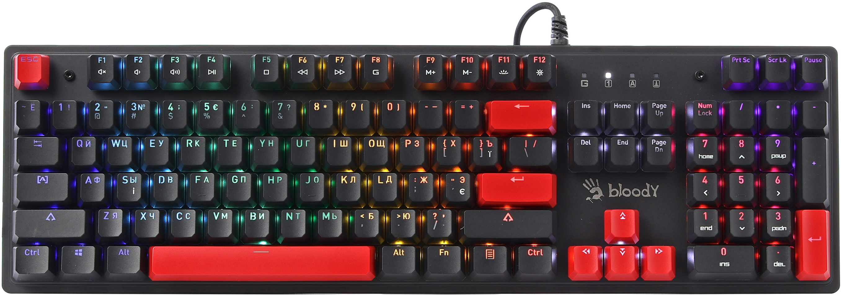 Клавиатура проводная A4Tech Bloody S525N RGB BLMS Red Switch USB