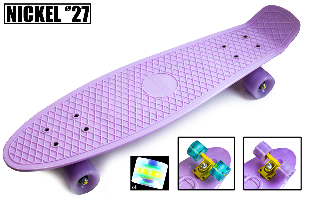 

Пенни борд Penny Board Nickel 27 Лиловый, светящие колеса