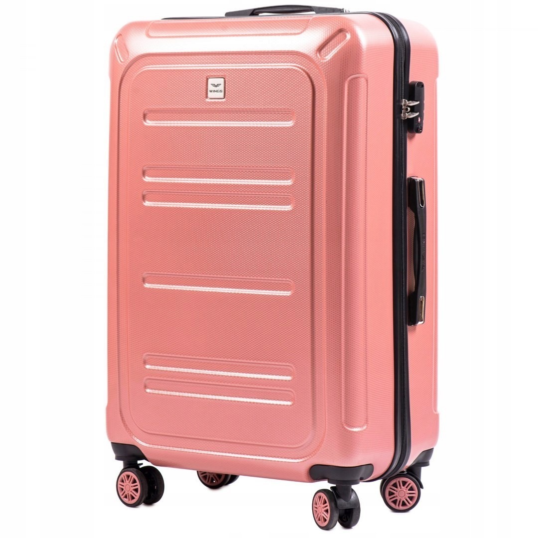 

Большой пластиковый чемодан на 4 колесах Wings PC175 L розовый pink
