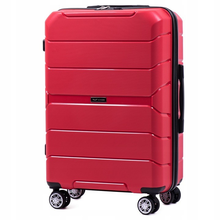 

Средний пластиковый чемодан на 4 колесах WINGS PP05 M красный red