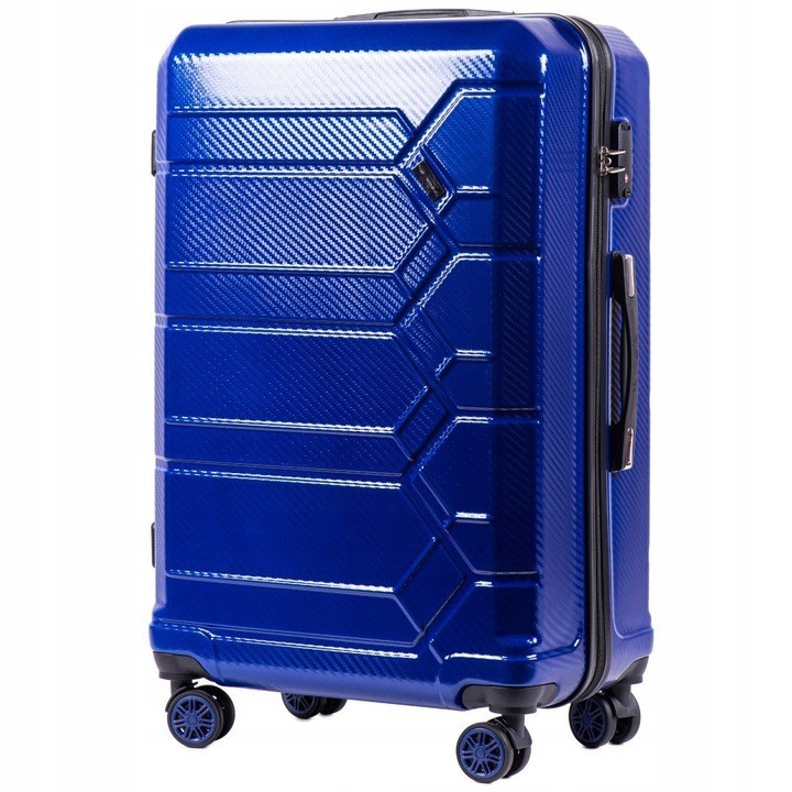 

Средний пластиковый чемодан на 4 колесах WINGS PC185 M голубой royal blue