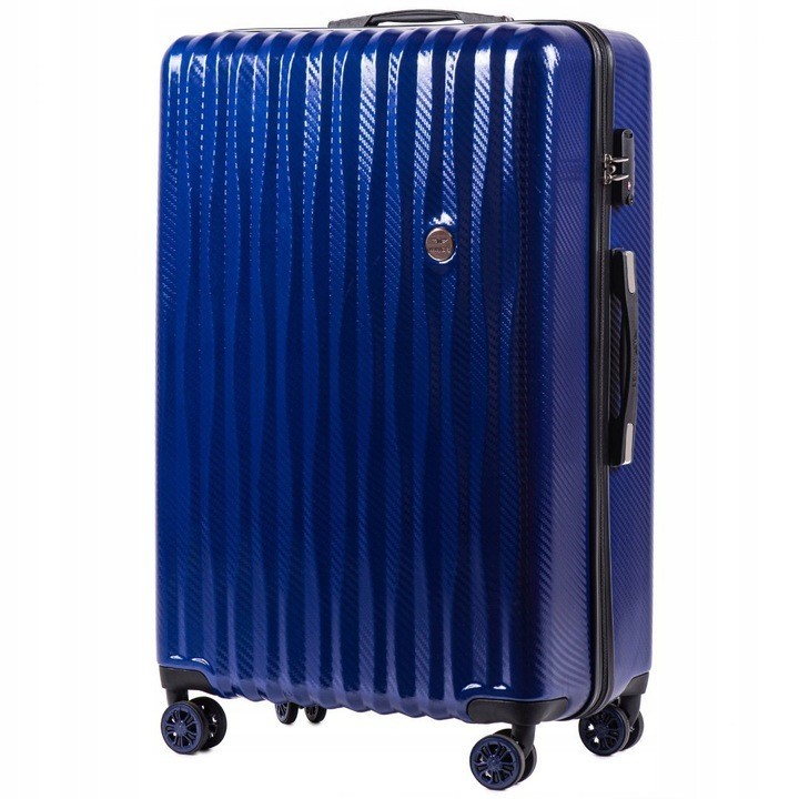 

Большой пластиковый чемодан на 4 колесах Wings PC5223 L синий blue