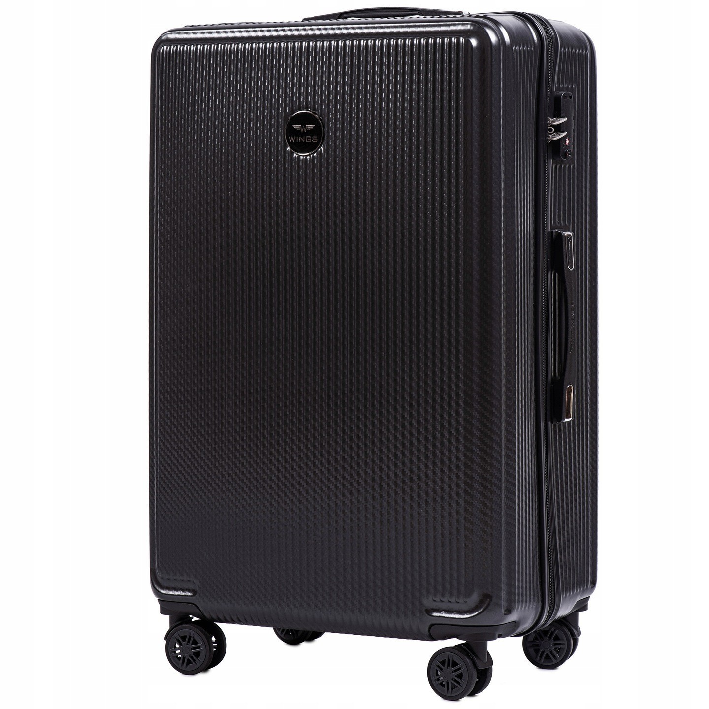 

Большой пластиковый чемодан на 4 колесах Wings PC565 L серый dark grey