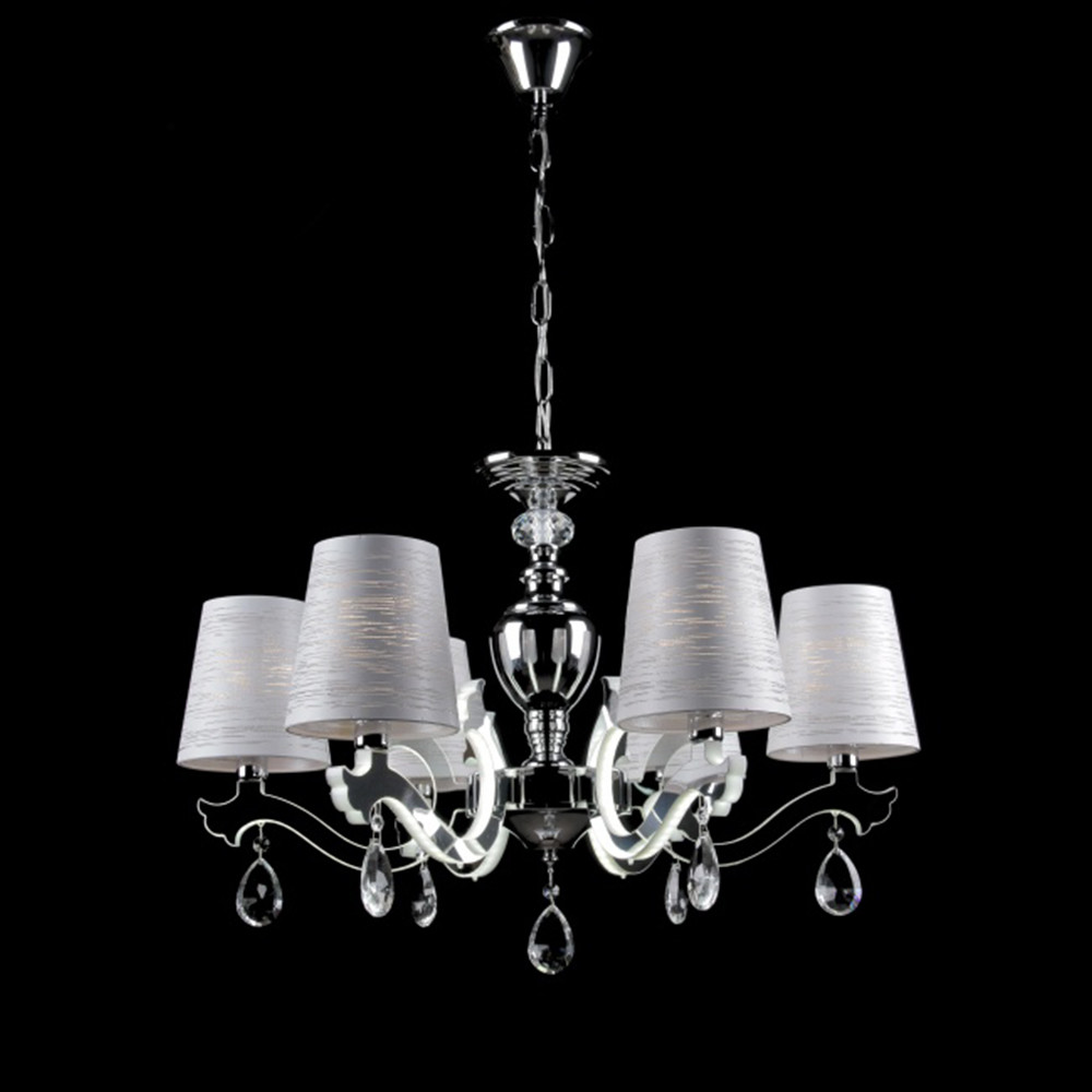 

Современная классическая люстра на 6 лампочек с LED подсветкой рожков в цвете хром VL-89685/6