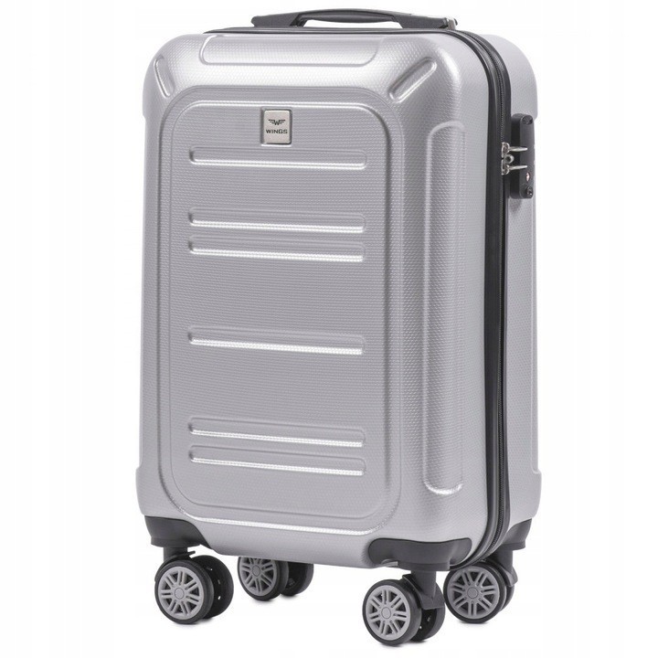 

Маленький пластиковый чемодан на 4 колесах WINGS PC175 S серый silver