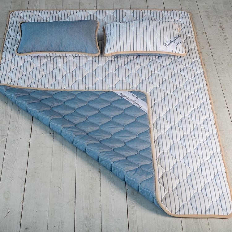 

Комплект для сна из шерсти мериносов 3 ед: одеяло+наматрасник+подушка Goodnight.Store Всесезонный Детский синий/белый в синюю полоску 647568086980-ru