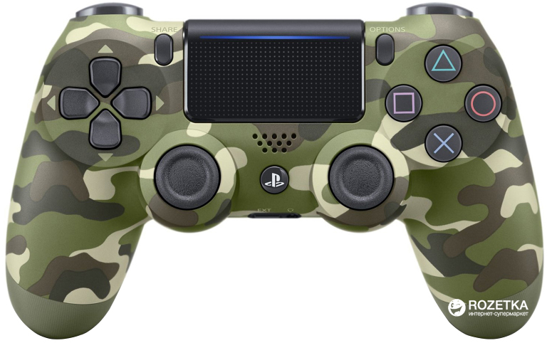 Акція на Беспроводной геймпад PlayStation Dualshock 4 v2 Green Camouflage для PS4 від Rozetka UA