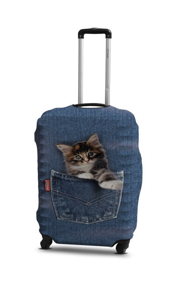 

Чехол для чемодана Coverbag кот в джинсах M