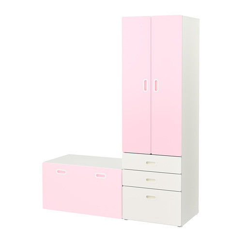 Шкаф со скамейкой IKEA STUVA / FRITIDS 150x50x192 см белый розовый 792. ...
