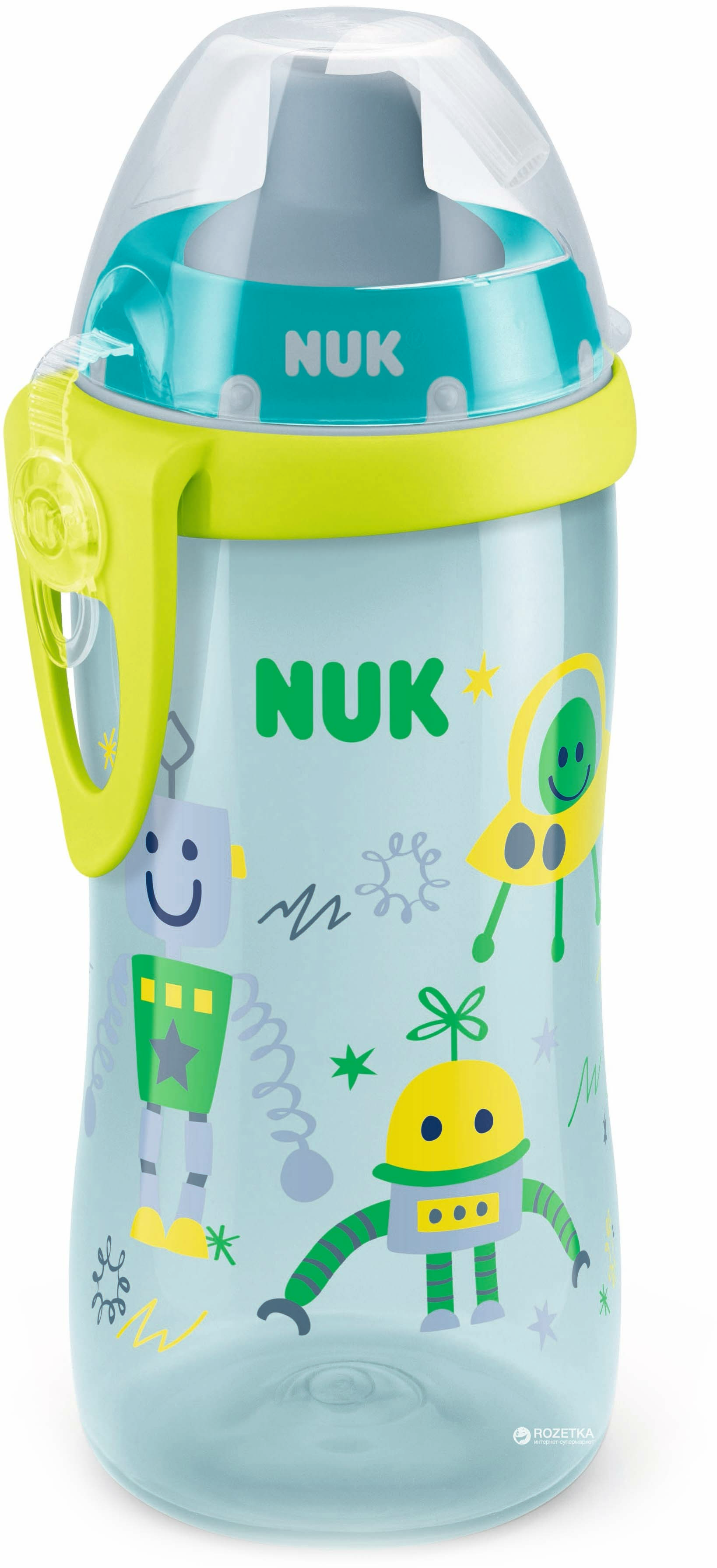 

Поильник NUK First Choice Flexi Cup с силиконовой трубочкой 300 мл бирюзовый с желтым (4008600400448)