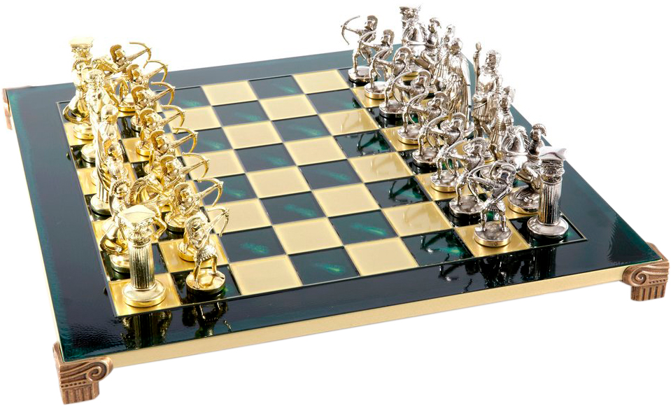 Акція на Шахматы Manopoulos Лучники в деревянном футляре 44х44 см Зеленые (S10GRE) від Rozetka UA