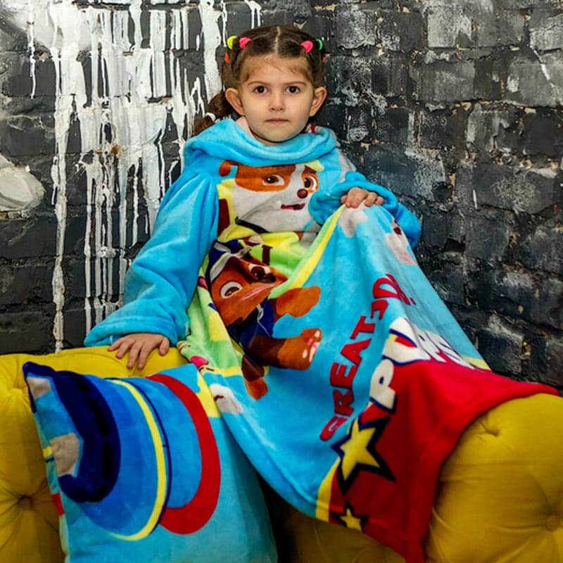 

Плед детский TeddyBoom Голубой с рукавами из микрофибры 125 х 80 см Щенячий патруль